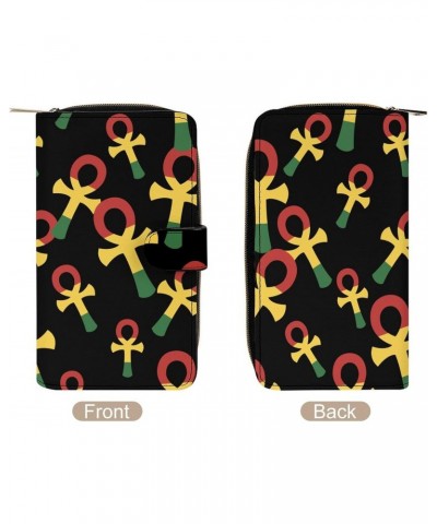 Rasta Ankh Funny RFID Blocking Wallet Slim Clutch Organizer Purse with Credit Card Slots for Men and Women $17.99 Wallets