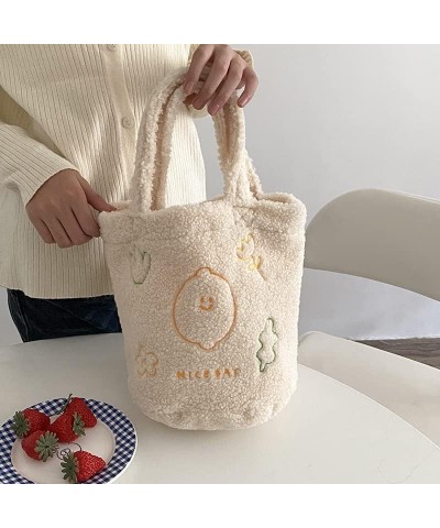 Kawaii Plush Handbag Aesthetic Coquette Purse Organizer Fairycore Hobo Bag Y2K Alt Tote Bag Lemon $13.56 Totes