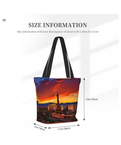 Las Vegas Sunset Tote Bag with Zipper for Women Inside Mesh Pocket Heavy Duty Casual Anti-water Cloth Shoulder Handbag Outdoo...