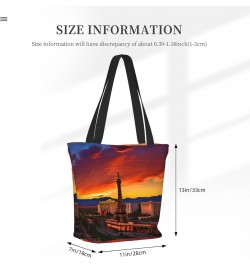 Las Vegas Sunset Tote Bag with Zipper for Women Inside Mesh Pocket Heavy Duty Casual Anti-water Cloth Shoulder Handbag Outdoo...