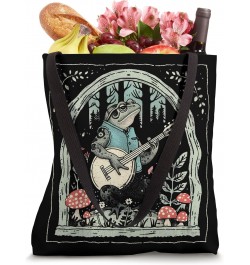 Vintage Playing Banjo Frog Lover Cute Animal Frogs Mushroom Tote Bag $12.47 Totes