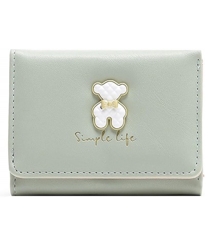 Women Wallet PU Leather Cute Bear Bowknot Small Slim Trifold Short Credit Card Case Holder Organizer with ID Window for Girls...