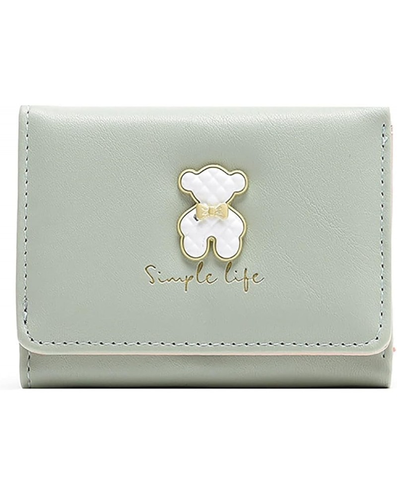 Women Wallet PU Leather Cute Bear Bowknot Small Slim Trifold Short Credit Card Case Holder Organizer with ID Window for Girls...