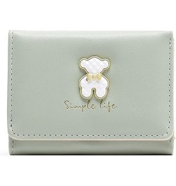 Women Wallet PU Leather Cute Bear Bowknot Small Slim Trifold Short Credit Card Case Holder Organizer with ID Window for Girls...