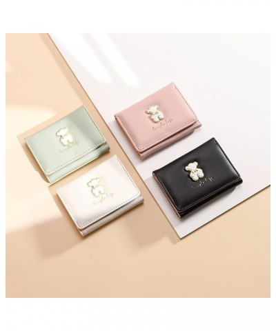 Women Wallet PU Leather Cute Bear Bowknot Small Slim Trifold Short Credit Card Case Holder Organizer with ID Window for Girls...