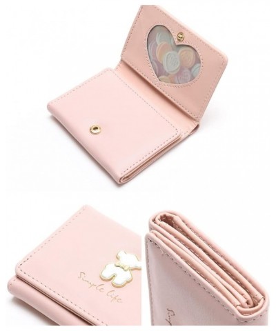 Women Wallet PU Leather Cute Bear Bowknot Small Slim Trifold Short Credit Card Case Holder Organizer with ID Window for Girls...