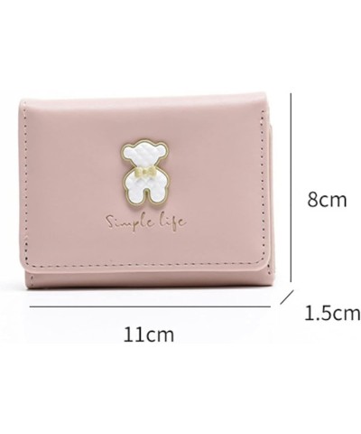 Women Wallet PU Leather Cute Bear Bowknot Small Slim Trifold Short Credit Card Case Holder Organizer with ID Window for Girls...