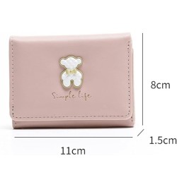 Women Wallet PU Leather Cute Bear Bowknot Small Slim Trifold Short Credit Card Case Holder Organizer with ID Window for Girls...