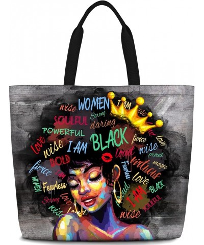 Women Tote Bags African American Woman Shoulder Bag Afro Black Girl Magic Satchel Handbags For Shopping,Work,Grocery,Gym Blac...