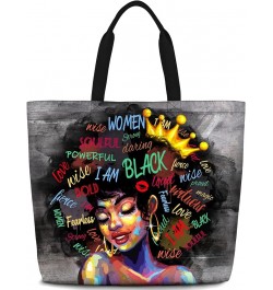 Women Tote Bags African American Woman Shoulder Bag Afro Black Girl Magic Satchel Handbags For Shopping,Work,Grocery,Gym Blac...