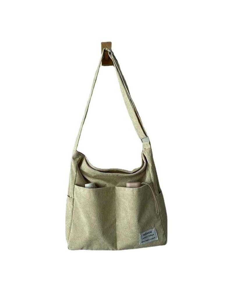 Corduroy Shoulder Bags 2023 Fashion Leisure Shopper Multi-Pocket Large Capacity Handbags Totes Bags for Women Beige $16.79 Sh...