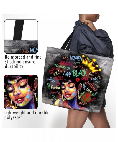 Women Tote Bags African American Woman Shoulder Bag Afro Black Girl Magic Satchel Handbags For Shopping,Work,Grocery,Gym Blac...