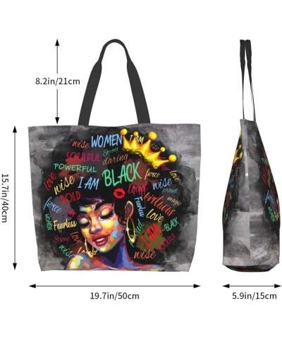 Women Tote Bags African American Woman Shoulder Bag Afro Black Girl Magic Satchel Handbags For Shopping,Work,Grocery,Gym Blac...