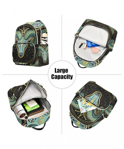 Quilted Backpacks College Sporting Badges Cute Mini Backpack for Women Travel Backpack Horoscope Sign Aries on Black Small $1...