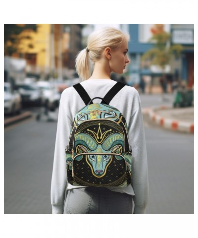 Quilted Backpacks College Sporting Badges Cute Mini Backpack for Women Travel Backpack Horoscope Sign Aries on Black Small $1...