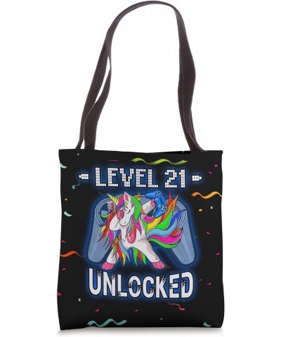 Level 21 Unlocked Funny Dabbing Unicorn Gamer 21st Birthday Tote Bag $10.27 Totes