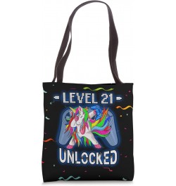 Level 21 Unlocked Funny Dabbing Unicorn Gamer 21st Birthday Tote Bag $10.27 Totes