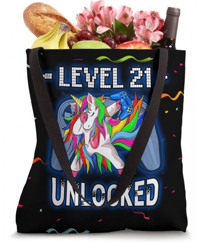 Level 21 Unlocked Funny Dabbing Unicorn Gamer 21st Birthday Tote Bag $10.27 Totes