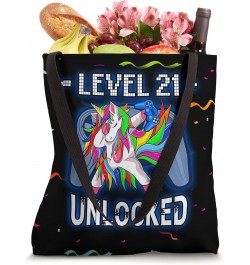 Level 21 Unlocked Funny Dabbing Unicorn Gamer 21st Birthday Tote Bag $10.27 Totes