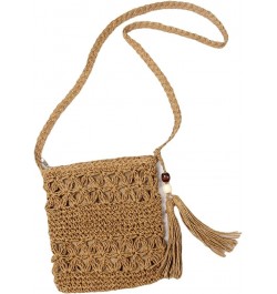 Woven Crossbody Wallet for Women Casual Small Shoulder Bag Durable Beach Handbags for Travel Photography,Beige Brown $13.48 T...