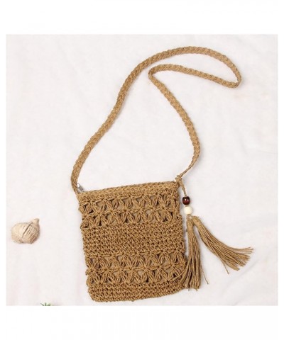 Woven Crossbody Wallet for Women Casual Small Shoulder Bag Durable Beach Handbags for Travel Photography,Beige Brown $13.48 T...