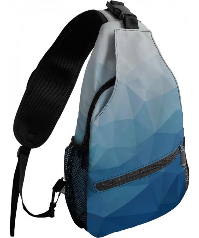 Sling Bag Crossbody Bag for Women Men Blue Gradient Triangle Color Block Waterproof Hiking Backpack Lightweight Chest Shoulde...