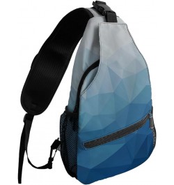 Sling Bag Crossbody Bag for Women Men Blue Gradient Triangle Color Block Waterproof Hiking Backpack Lightweight Chest Shoulde...