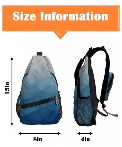 Sling Bag Crossbody Bag for Women Men Blue Gradient Triangle Color Block Waterproof Hiking Backpack Lightweight Chest Shoulde...