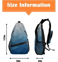 Sling Bag Crossbody Bag for Women Men Blue Gradient Triangle Color Block Waterproof Hiking Backpack Lightweight Chest Shoulde...