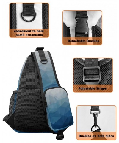 Sling Bag Crossbody Bag for Women Men Blue Gradient Triangle Color Block Waterproof Hiking Backpack Lightweight Chest Shoulde...