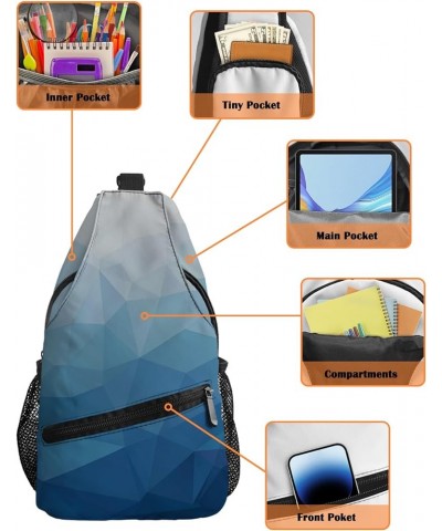 Sling Bag Crossbody Bag for Women Men Blue Gradient Triangle Color Block Waterproof Hiking Backpack Lightweight Chest Shoulde...