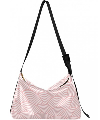 Pink Japanese Wave Tote Bag for Women Large Hobo Bags Crossbody Purse Leather Tote with Adjustable Strap for Travel Women $13...