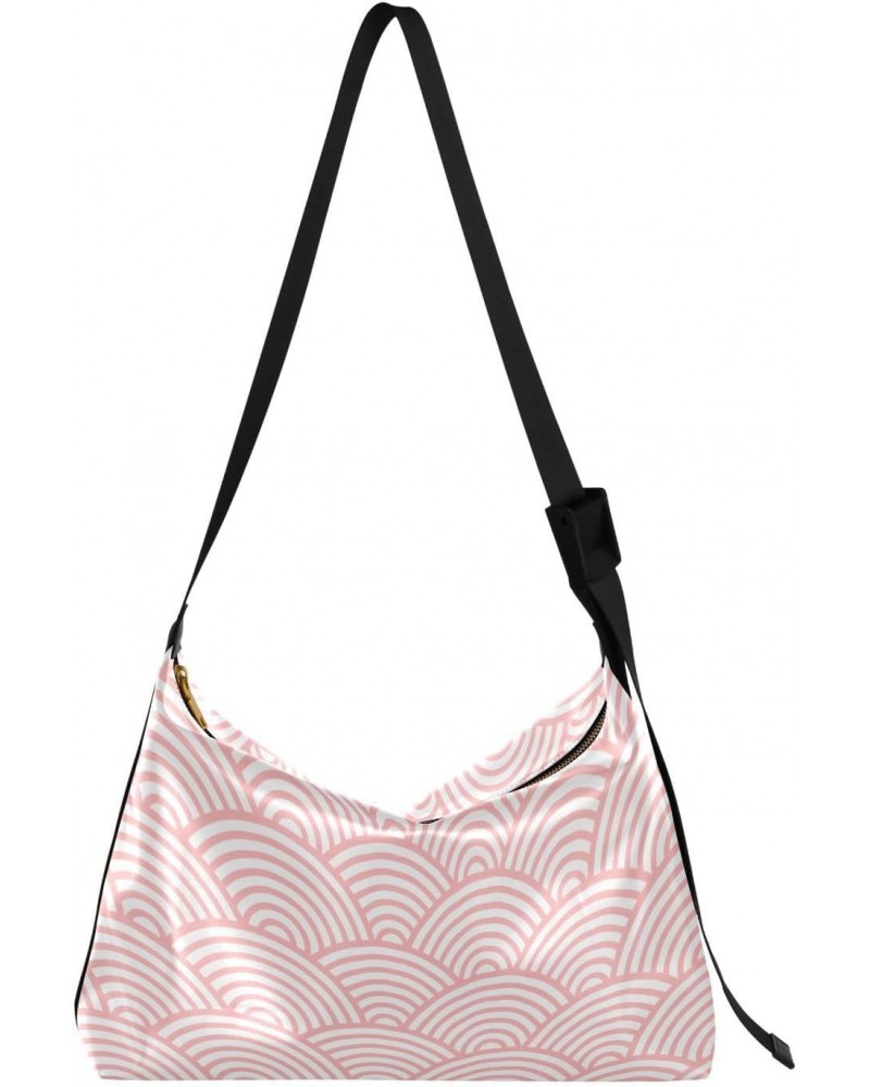 Pink Japanese Wave Tote Bag for Women Large Hobo Bags Crossbody Purse Leather Tote with Adjustable Strap for Travel Women $13...