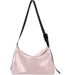 Pink Japanese Wave Tote Bag for Women Large Hobo Bags Crossbody Purse Leather Tote with Adjustable Strap for Travel Women $13...