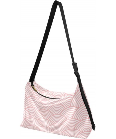 Pink Japanese Wave Tote Bag for Women Large Hobo Bags Crossbody Purse Leather Tote with Adjustable Strap for Travel Women $13...