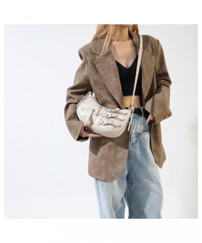 Cute Shoulder Hobo Bags for Women Y2K Pleated Dumpling Bag Rivet Punk Hobo Purse Adjustable Strap Chic Hobo Bag Beige $11.94 ...