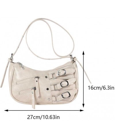 Cute Shoulder Hobo Bags for Women Y2K Pleated Dumpling Bag Rivet Punk Hobo Purse Adjustable Strap Chic Hobo Bag Beige $11.94 ...