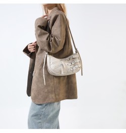 Cute Shoulder Hobo Bags for Women Y2K Pleated Dumpling Bag Rivet Punk Hobo Purse Adjustable Strap Chic Hobo Bag Beige $11.94 ...