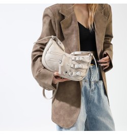 Cute Shoulder Hobo Bags for Women Y2K Pleated Dumpling Bag Rivet Punk Hobo Purse Adjustable Strap Chic Hobo Bag Beige $11.94 ...