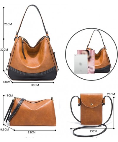 Women Handbags Tote Bags Color Block Handbags Shoulder Bags Large Capacity Handbags Phone Bags Card Hold 4 Pcs Set Black $28....