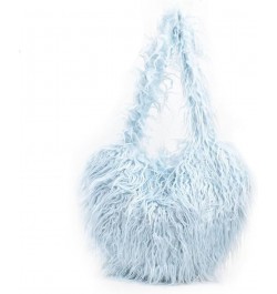 Y2K Furry Purse Star Shaped Heart-shaped Shoulder Bag Faux Fur Pentagram Handbag Fluffy Tote Plush Bag for Women C-light Blue...