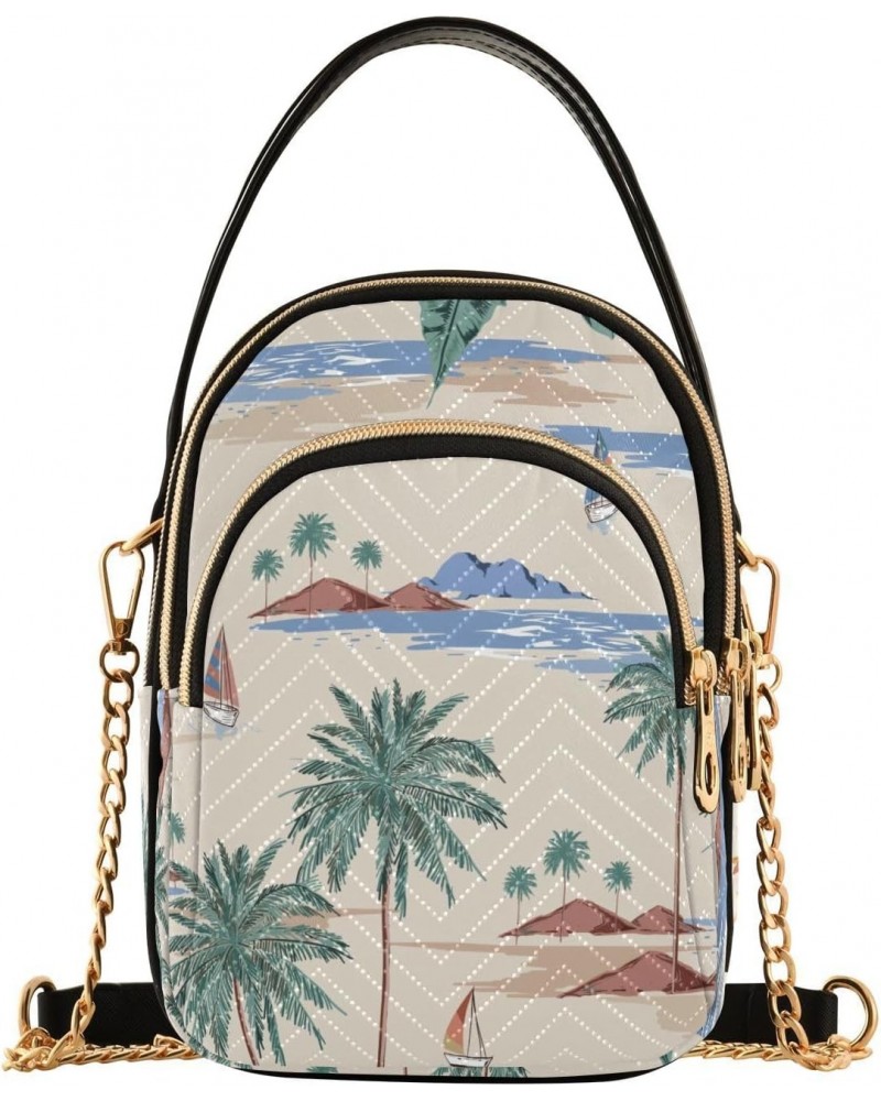 Joko lvery Island Palm Trees Cross Body Purse Chain Crossbody Bags Shoulder Bag Handbag for Work Women Gifts $12.97 Crossbody...