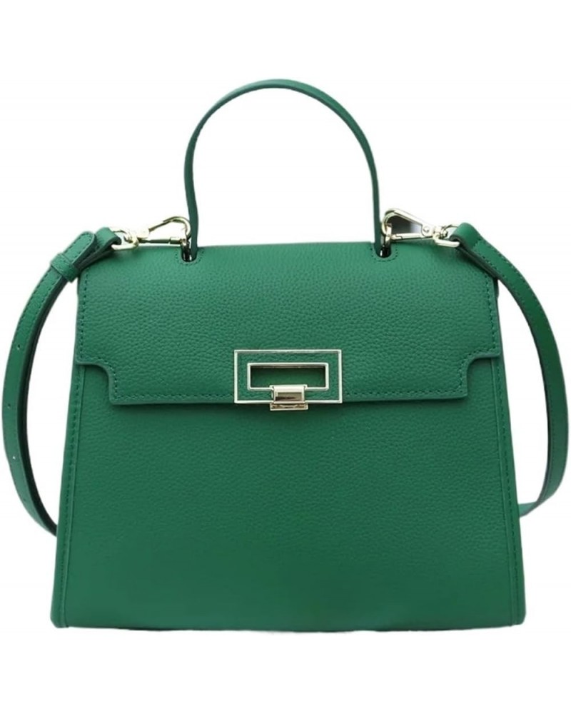 Cowhide Leather Ladies Shoulder Bag Office Lady Trapezoidal Handbag Female Fashion Messenger Crossbody Green $48.39 Shoulder ...