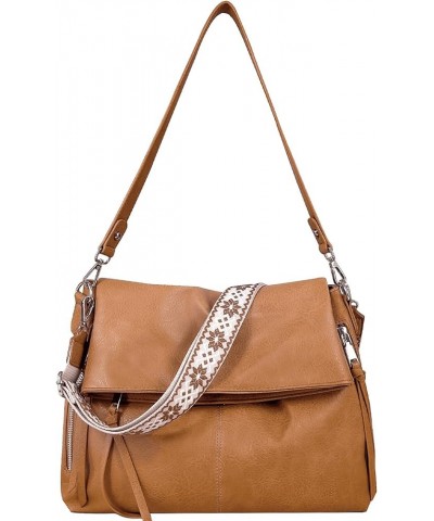 Hobo Crossbody Bags for Women Vegan Leather Handbags Tote Purse Shoulder Bag Women's Handle Bags with Wide Strap Brown $20.63...