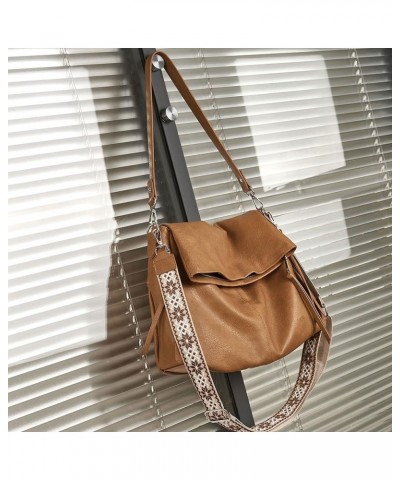 Hobo Crossbody Bags for Women Vegan Leather Handbags Tote Purse Shoulder Bag Women's Handle Bags with Wide Strap Brown $20.63...