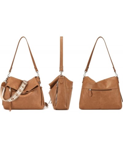 Hobo Crossbody Bags for Women Vegan Leather Handbags Tote Purse Shoulder Bag Women's Handle Bags with Wide Strap Brown $20.63...