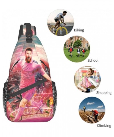 Hiking Travel Bag Multifunction Chest Shoulder Bag Cartoon Soccer Player Sling Crossbody Bag With Adjustable Strap unisex. M2...