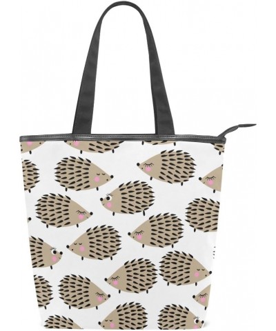 Tote Canvas Shoulder Bag Cute Hedgehog Womens Handbag $12.47 Shoulder Bags