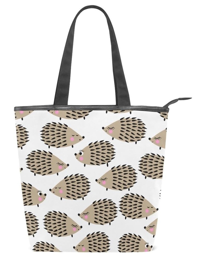 Tote Canvas Shoulder Bag Cute Hedgehog Womens Handbag $12.47 Shoulder Bags