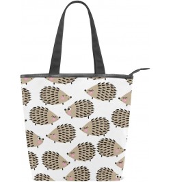 Tote Canvas Shoulder Bag Cute Hedgehog Womens Handbag $12.47 Shoulder Bags